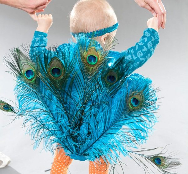 kinder faschingsideen pfaum kostüm baby einzigartig interessant märchenhaft