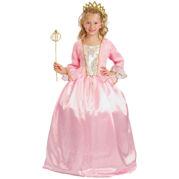 Kinderkostüme rosa Kleid Zauberstab Krone
