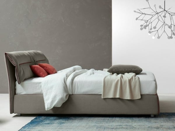 ergonomisches Bett Design beige Kopfteil Stoff