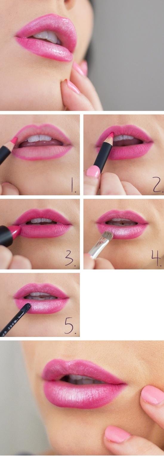lippen schminken tipps optisch vergrößern rosa