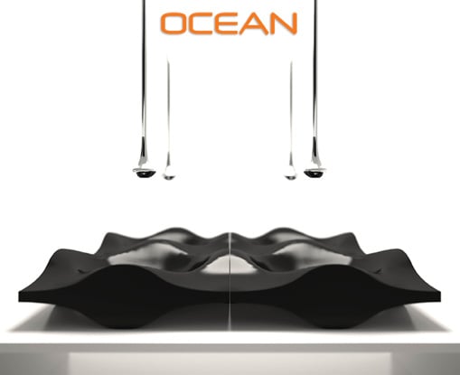 ocean design waschbecken schwarz wellenform bandini