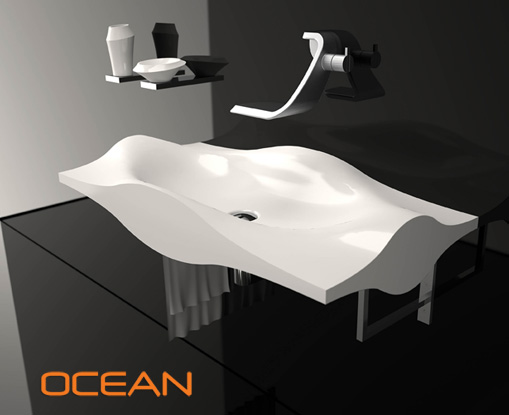ocean waschbecken weiß wellen modernes design formen