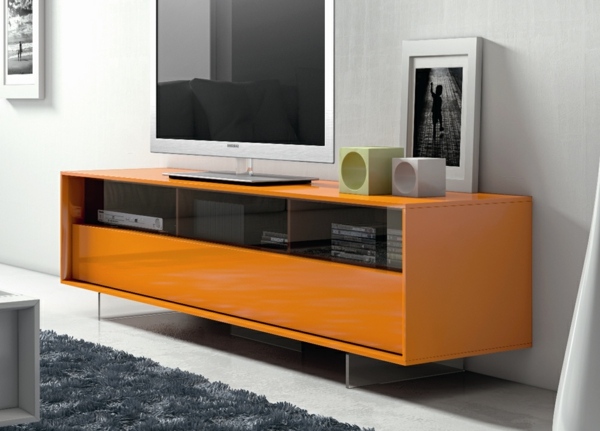 orange Farbe Sideboard Design Fernsehrschrank Hochglanz Theke