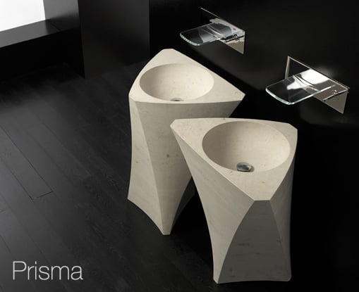 prisma freistehende waschbecken dreieck skulptural