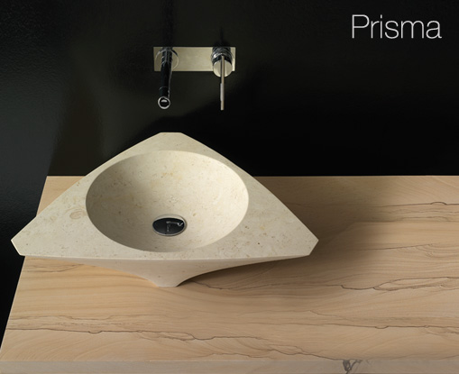 prisma waschbecken dreieck sandstein optik design