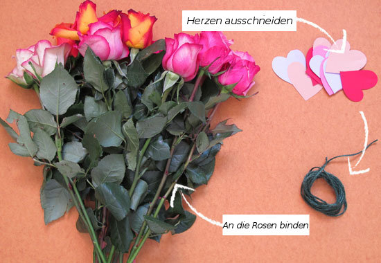 romantische geschenke valentinstag rosen blumenstrauss herzchen