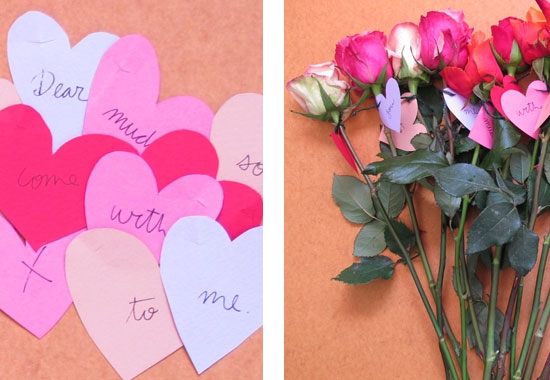 romantische geschenkidee valentinstag rosenstraus papier herzen