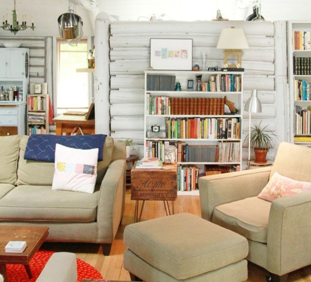 Wohnzimmer Polstermöbel beige Farbe vintage Möbel