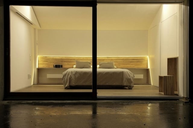 schlafzimmer design glas schiebetüren minimalistisch