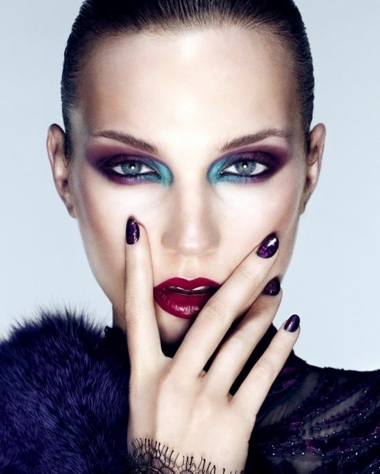 Schminktipps für Party Make-Up schminktipps kinderbunte Augen Violett Blau-grelle Farben-Nageldesign Ideen