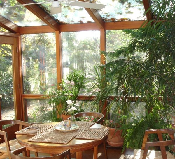 Arten Wintergarten verglaste Terrasse Holz Möbel