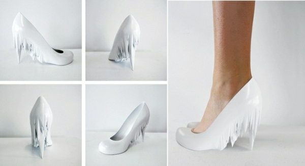 weiße elegante Schuhen hohe Absätze modernes Design