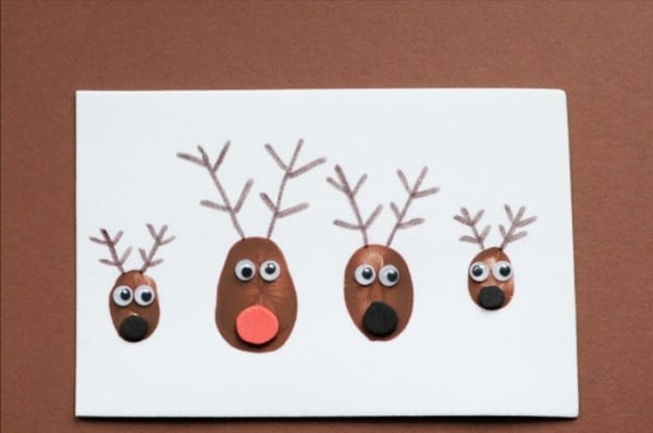 karton vorlage süße hirsche vier selber gemacht weihnachtskarte familie