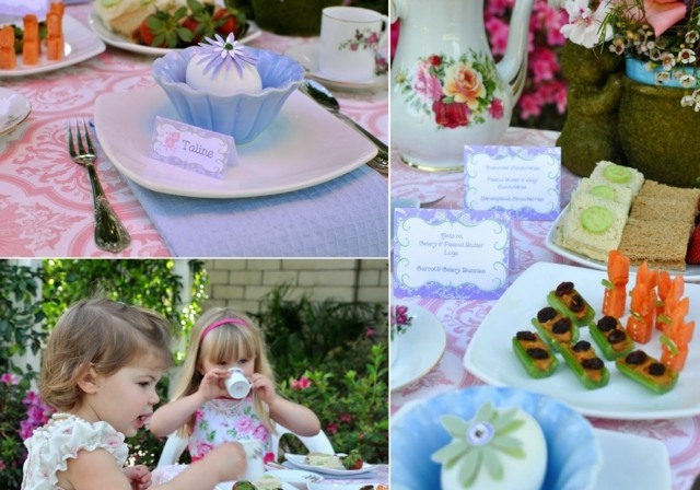 Ostern Kinder Tisch Essen Garten Teeparty