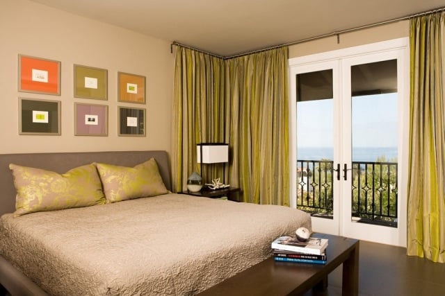 sonnenschutz Blickdichte Vorhänge-gelb Schlafzimmer-Fenstergestaltung