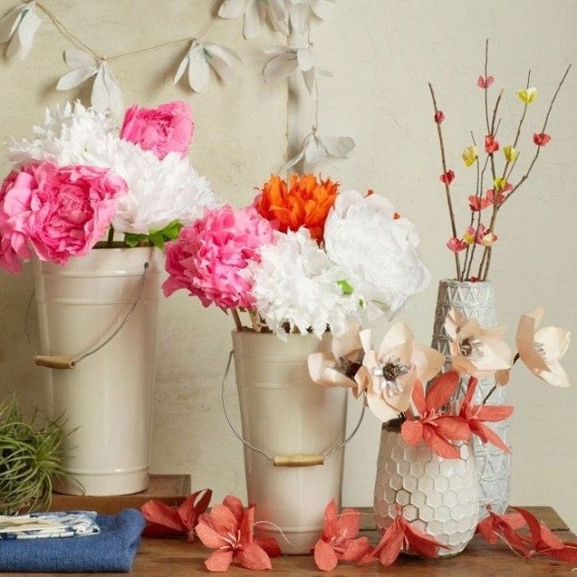 Blühten Blumen Arrangement-frühling Dekoration Metall Vase-Zweige