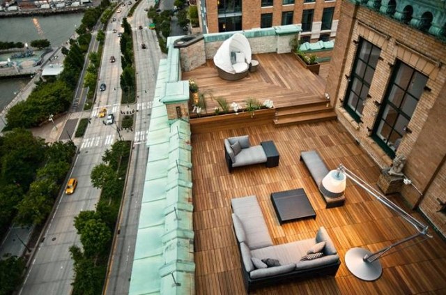 Dachterrasse Holz-Bodenbelag eigenschaften outdoor Möbel-Dadon Patio