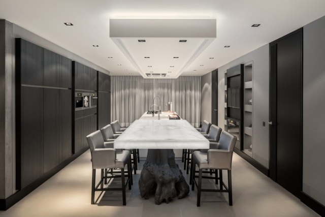 Edelstahl Küche modern-eingebaut weißem Onyx-säulenfuß