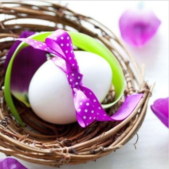 Eierbecher-dekorieren mit schleifen Osternest gestalten