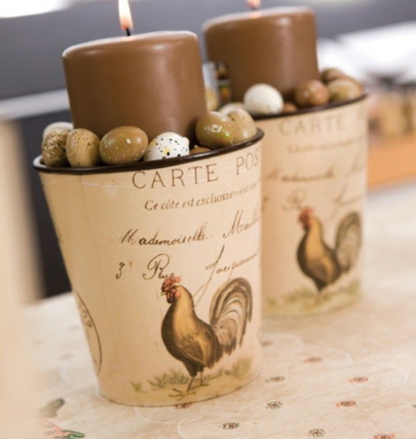 Ideen Tisch Kerzen Ostern kleine Shokoeier