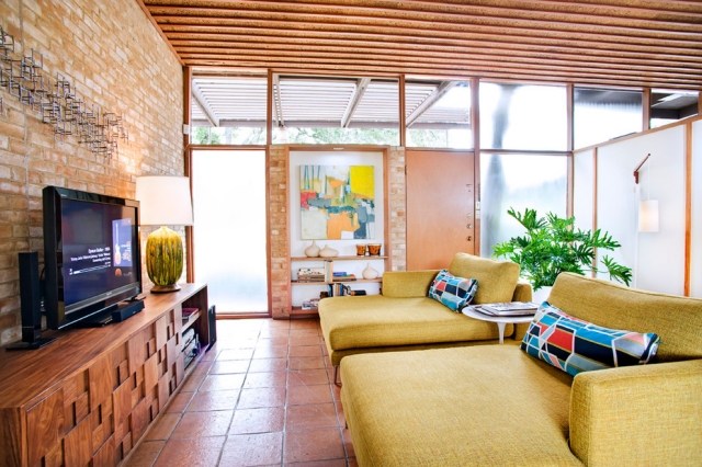 Gelbe Sessel Wohnzimmer Farben Gestaltung ideen Lounge Möbel
