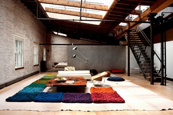wärme Gemütlichkeit schaffen-Möbel Sitzkissen-Boden Wollprodukte modern
