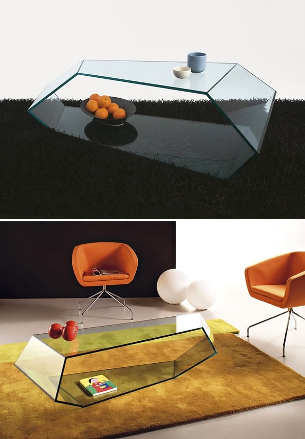 Kaffeetisch asymmetrische eckige glasplatten Dekon-2 Teppich boden
