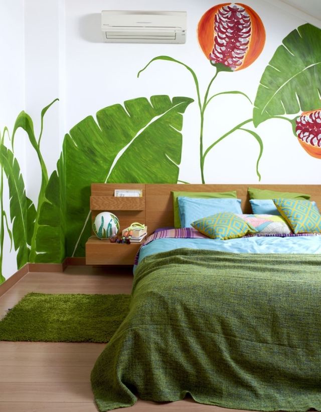 Grünes Schlafzimmer Wand-Deko ideen Farbgestaltung
