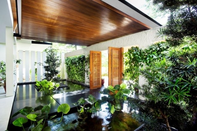 Grünwand Gestaltung umweltfreundliches Design-Innen Ideen-Rattan House