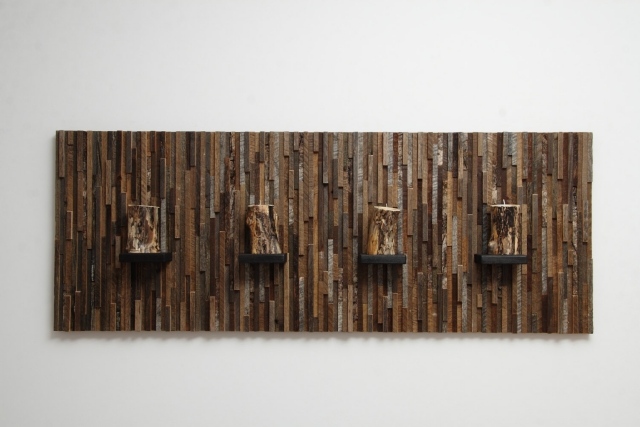 Holzstreifen Wand wohnung dekorieren-ideen Regale-ablagefläche