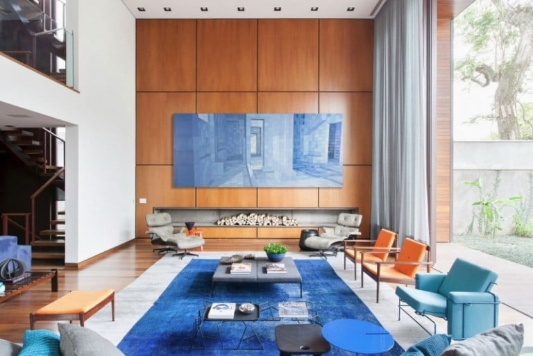 Ideen-Wohnzimmer-blau-Teppich-moderne-Moebel