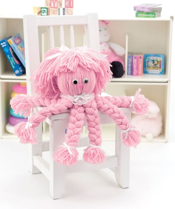 Spielzeug-Wolle Oktopus-pink ideen-basteln mit Kindern