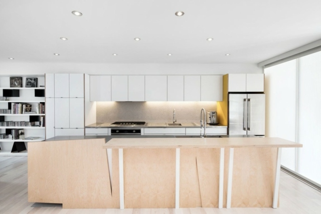 Küchenschränke Kochinsel Holz Theke modern stilvoll