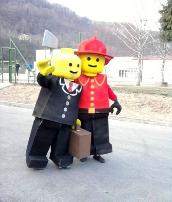 Lego figuren Karneval-kostüm originelle ideen-familie freunde-verkleidung
