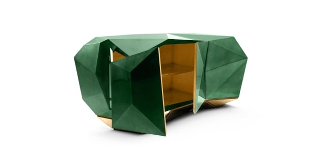 Luxus Möbel serie Boca do Lobo-Smaragdgrün fassetten oberfläche