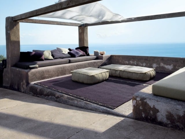 ideen für gemütliche Outdoor Lounge-Sitzgruppe Polster-beach stil-patio