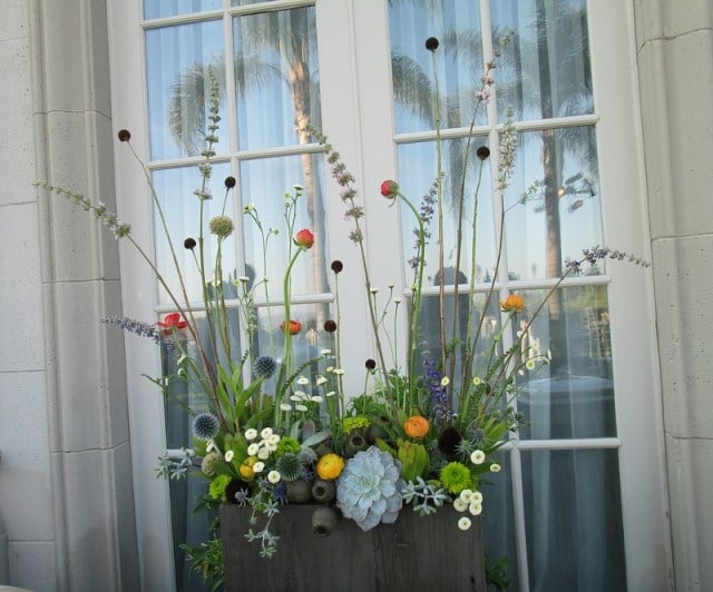 Pflanzenkübel Fenster Dekorieren-Gesteck ideen basteln arrangieren
