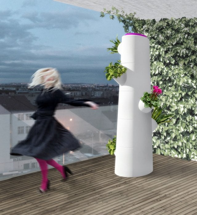 Blumentöpfe begrünte Wand coole Idee moderne Möbel