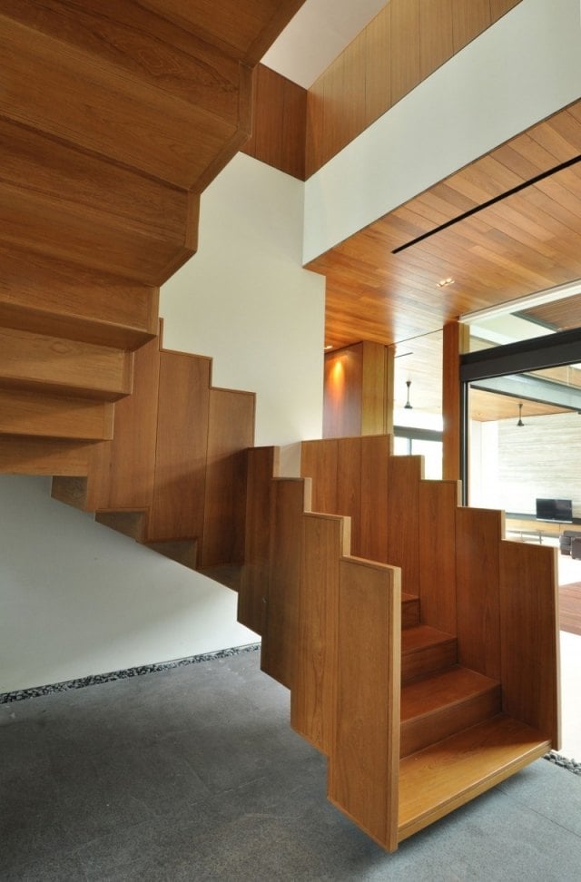 ideen für designtreppe innendesign-Holztreppen-Geländer Materialien