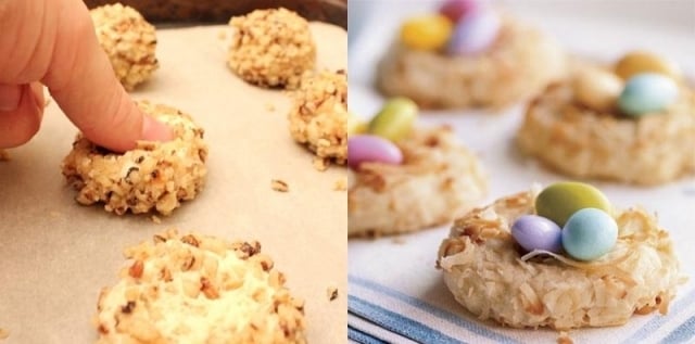 leckeres Rezept Ostern Süßigkeiten Nachtisch-cookies vogelnest