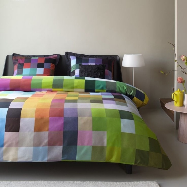 Schlafzimmer Bettwäsche-Farben Raum gestalten wirkung-Farbe pixeliert