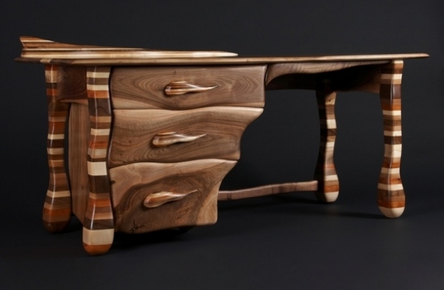 Schreibtisch design limitierte edition-Holzlatten geklemmt Schubladen