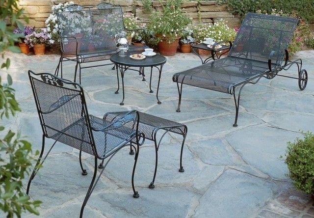 Schwarz Schmiedeeiserne-Möbel outdoor Garten-terrasse sonnenliege