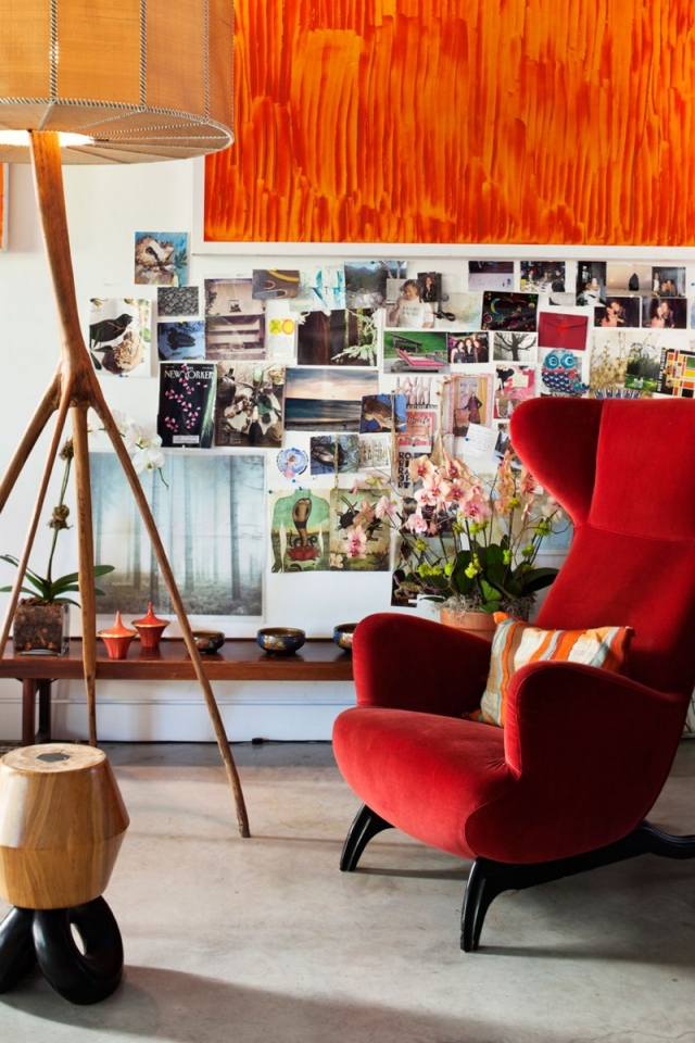 Sessel mit Fußlehne-Rot Wand Fotografien-anbringen Atelier design