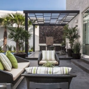 Sonnige terrasse Überdachung Einrichten-patio ideen