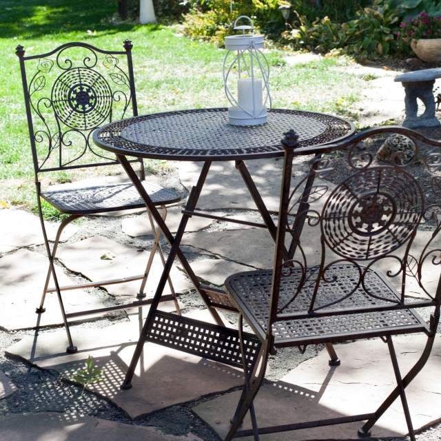 Stühle schmiedeeisen-Kaffeetisch schwarz Möbel Garten gestalten