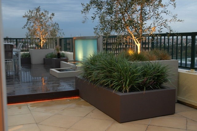 ideen Terracotta Belag-Holz Terrassen-dachbalkon geländer metall