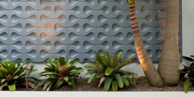 Garten-Gestaltung Mauer Betonfliesen Wand-Ideen Design modern