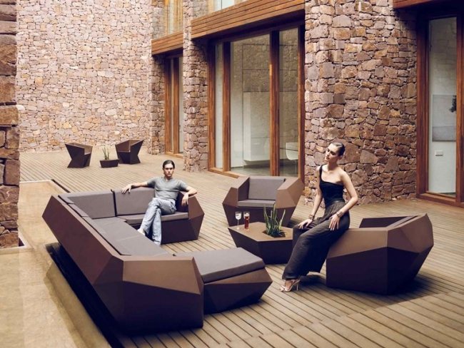VONDOM FAZ moderne lounge möbel ideen braun asymmetrische linien