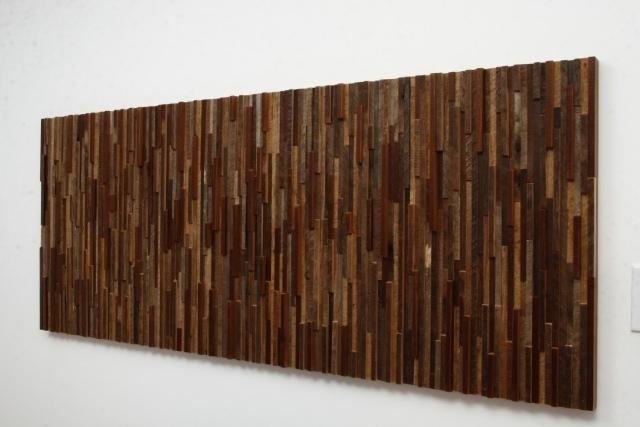 Wanddeko holzstreifen recycelt Strukturierte-Oberfläche Bauholz